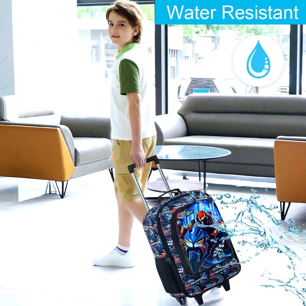 Kindergepäck für Mädchen und Jungen, wasserabweisender Rollkoffer, Reisegepäck für Grundschule und Kleinkinder, Cool UV Priting Motorradgepäck, Blau, Einheitsgröße, Mädchen-Gepäck