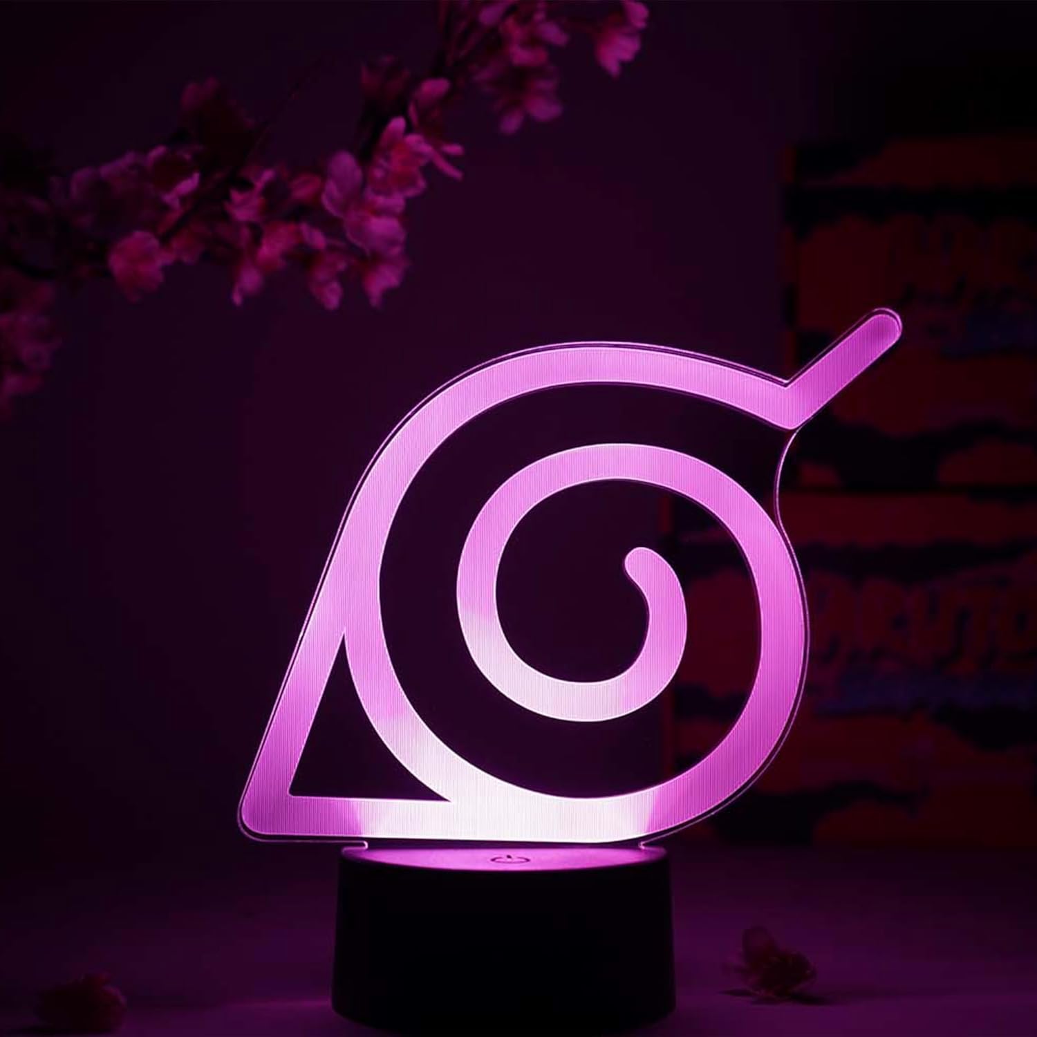 Otaku Lamps Konoha Leaf Naruto – Anime Night Light, 16 Color RGB LED – Gift for Otaku