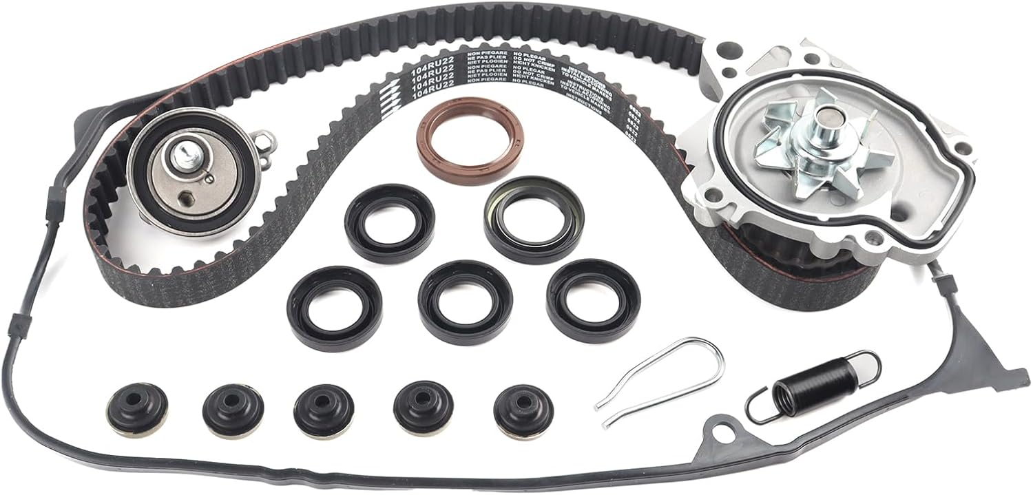 Timing Belt Kit with Water Pump and Tensioner FIT 2001-2005 Honda Civic 1.7L L4 SOHC (Non-Si) DX LX EX HX GX TCK312 19200PLMA01