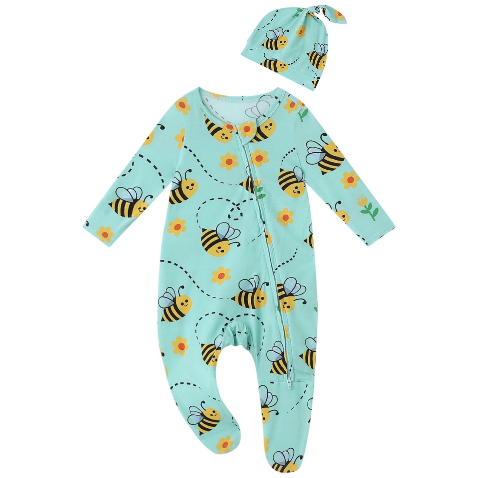 Baby One-Piece Footies Long Sleeve Rompers 2-Way Zipper, Viscose from Bamboo Baby Bodysuit Clothes for Boys Girls