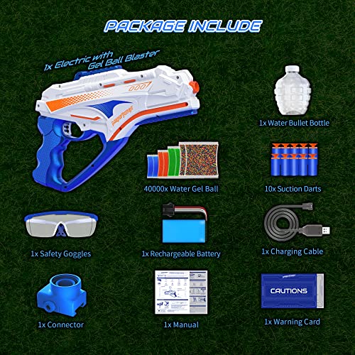 Marvtown Electric Gel Ball Blaster, Upgraded Non-Jamming Splatter Ball Blaster With 40000 Water Beads And 10 Darts, Outdoor Games Toys With Flashing Led Lights And Goggles For Adults And Kids Age 8+ #TOP6