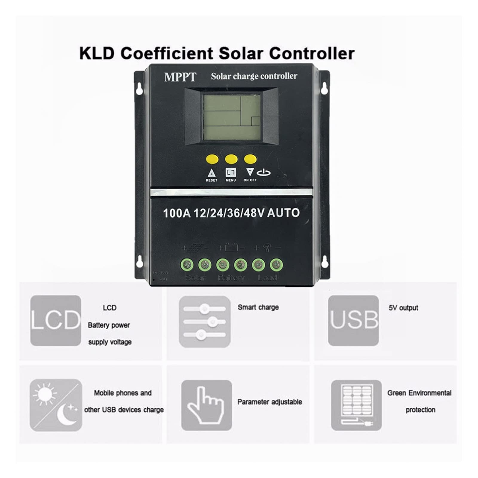 Controlador de carga solar Controlador de carga solar 100A / 80A / 60A MPPT / PWM 12V / 24V / 36V / 48V Herramientas de controlador automático Cargador de batería fotovoltaico solar con LCD &USB d