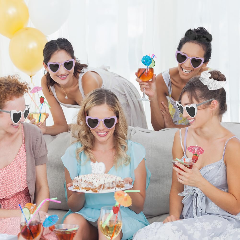 20 sztuk okularów JGA Team Braut gumki do włosów, okulary imprezowe w kształcie serca, 10 okularów w kształcie serca + 10 gumek do włosów dla panny młodej, okulary imprezowe JGA i akcesoria