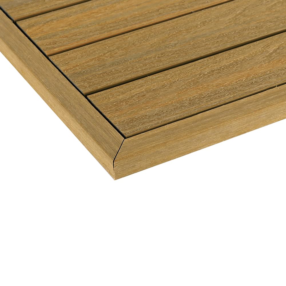 NewTechWood 1/12 ft. x 1 ft. Quick Deck Composite Deck Tile Outside Corner Trim in English Oak (2-Pieces/Box)