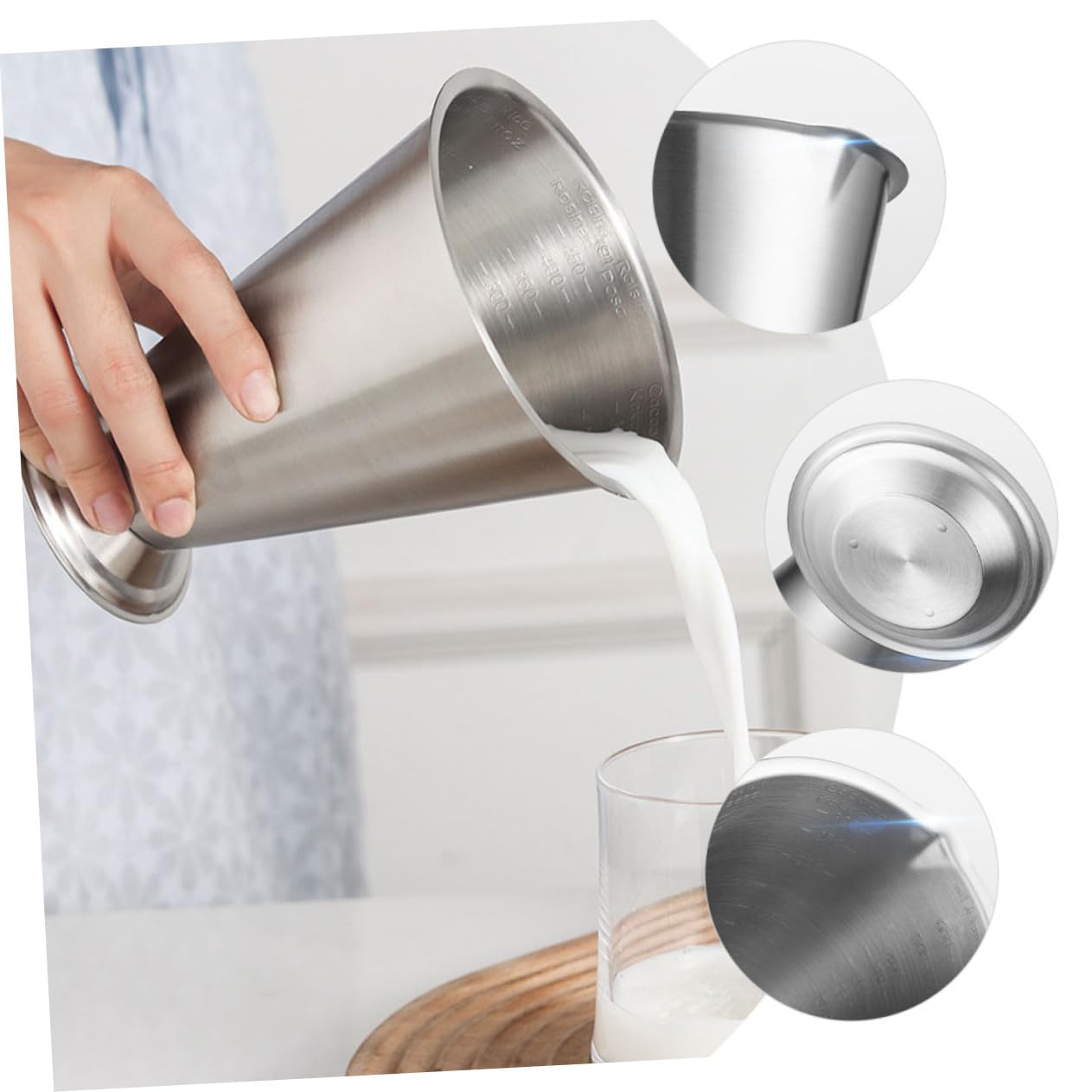 Taza Medidora Inoxidable con de Medición Utensilio de Cocina Práctico y Resistente para Arroz y para Uso Diario