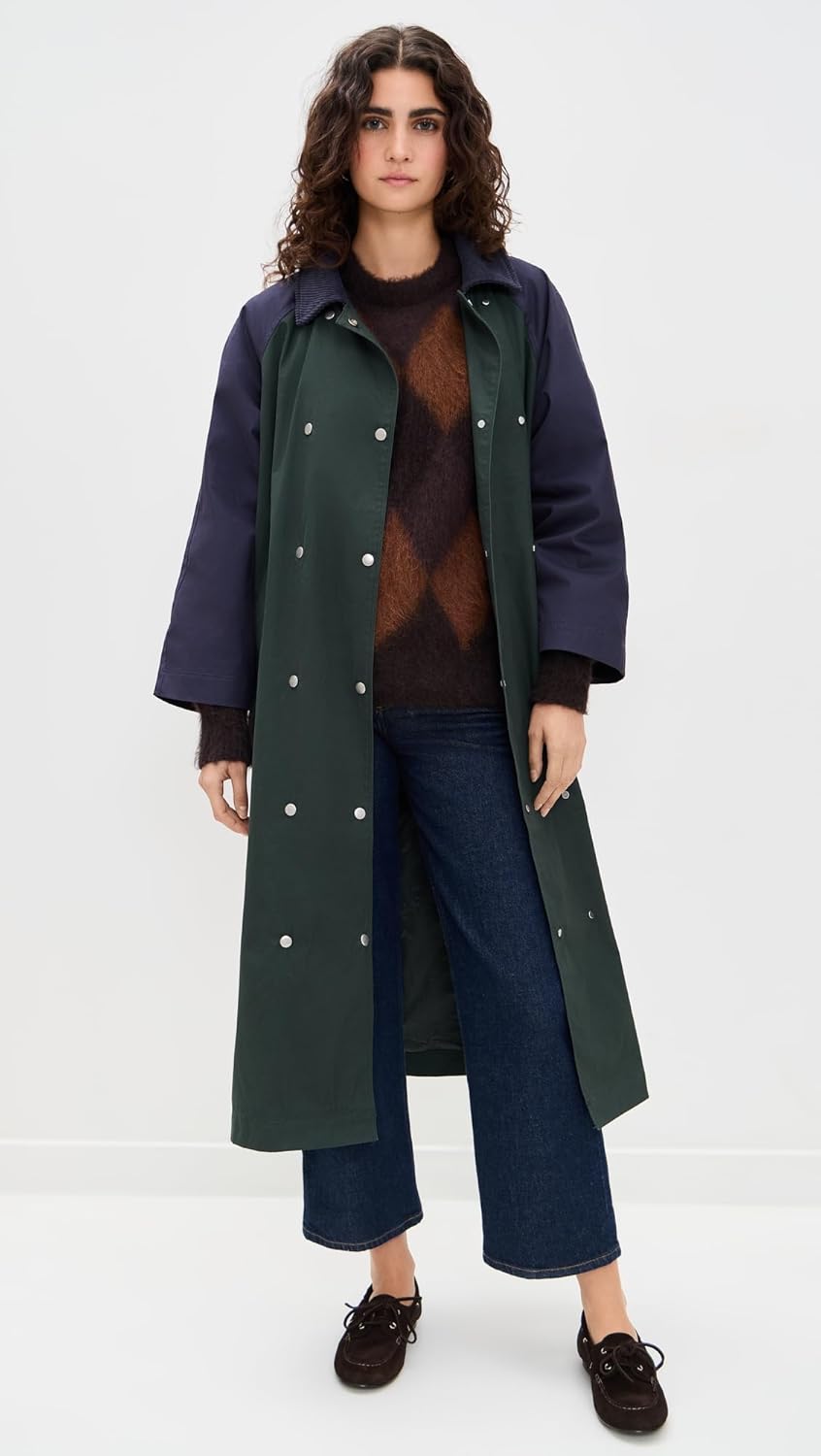 Women's Color Blocked Trench Coat - Image 5