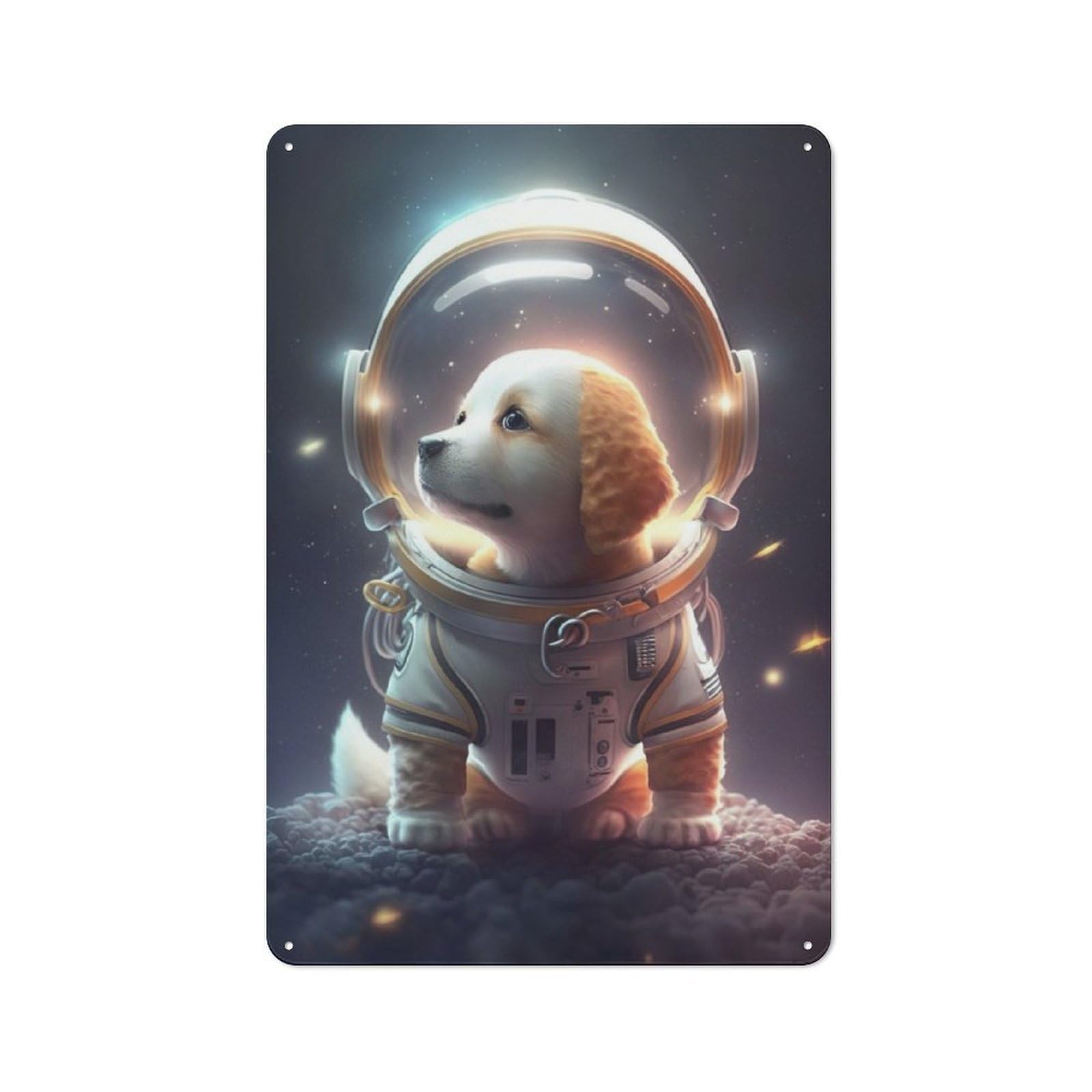 Junmoney Astronaut Space Labrador Vintage Metal Sign 30X20cm For Hobby Room Or Studio, Housewarming Present For People Styling Hobby Room And Studio