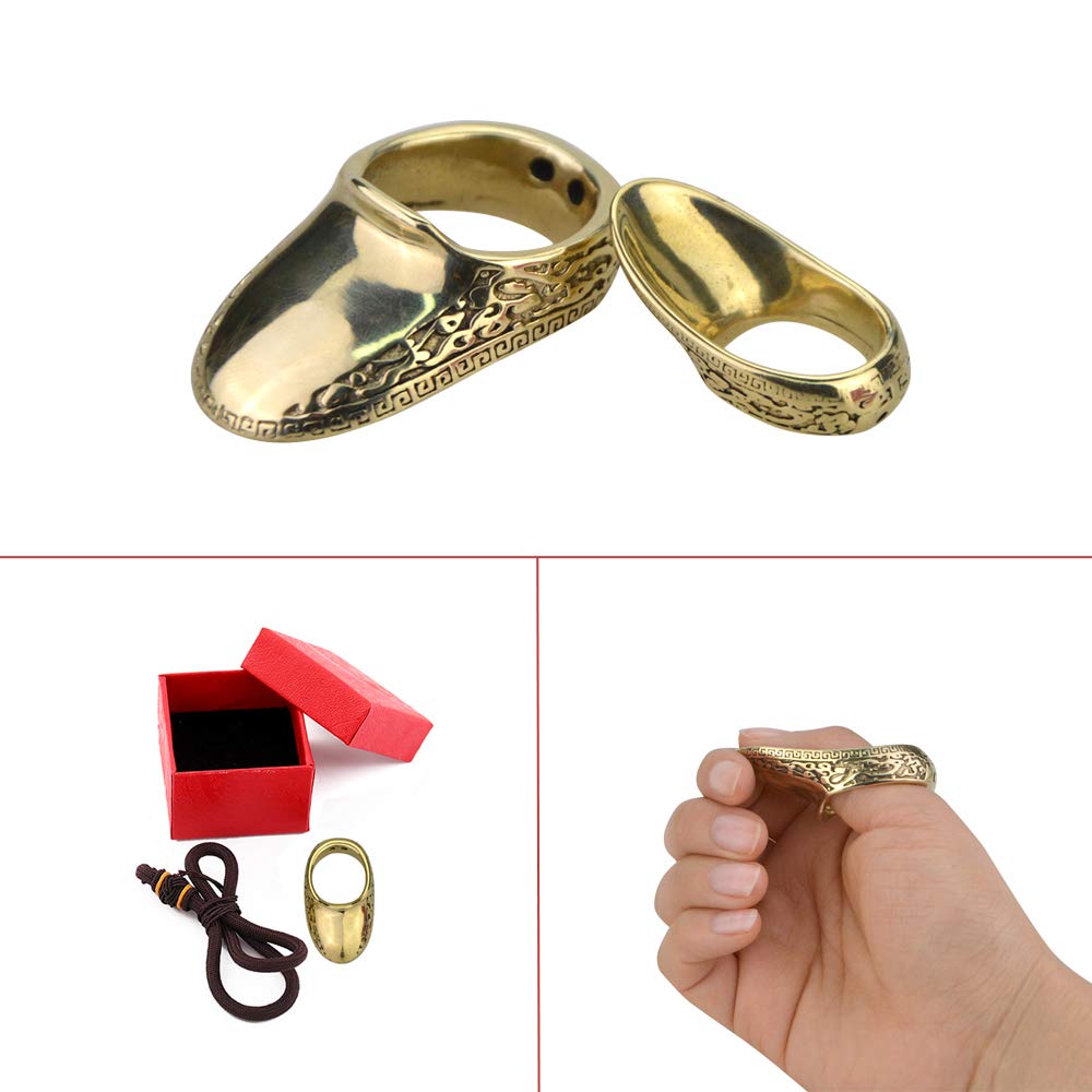 MILAEM Archery Thumb Ring Brass Finger Protector Finger Tabs Handmade Finger Guard for Outdoor Hunting and Shooting