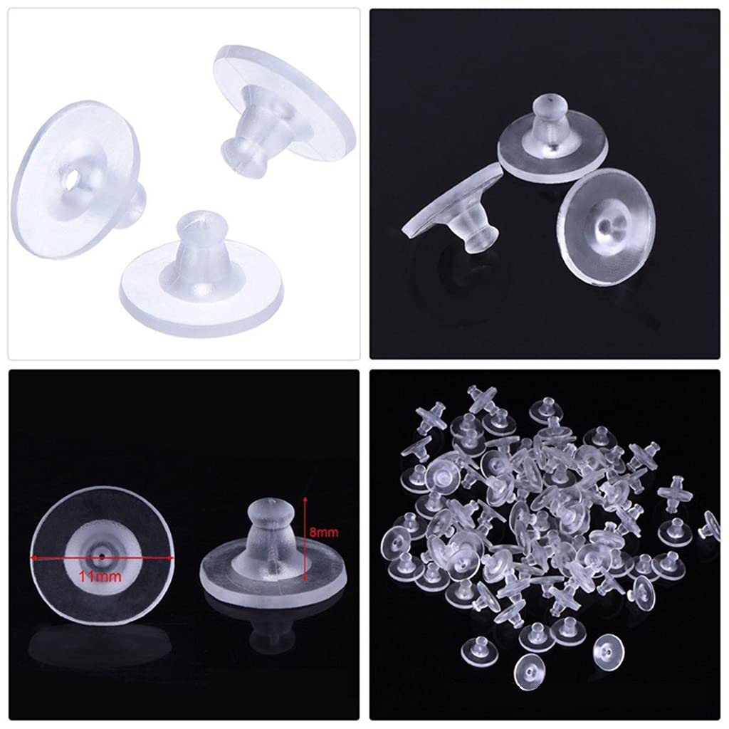 100 Fermoirs En Silicone Pour Boucles D'Oreilles – Transparents, Hypoallergéniques, Taille XL