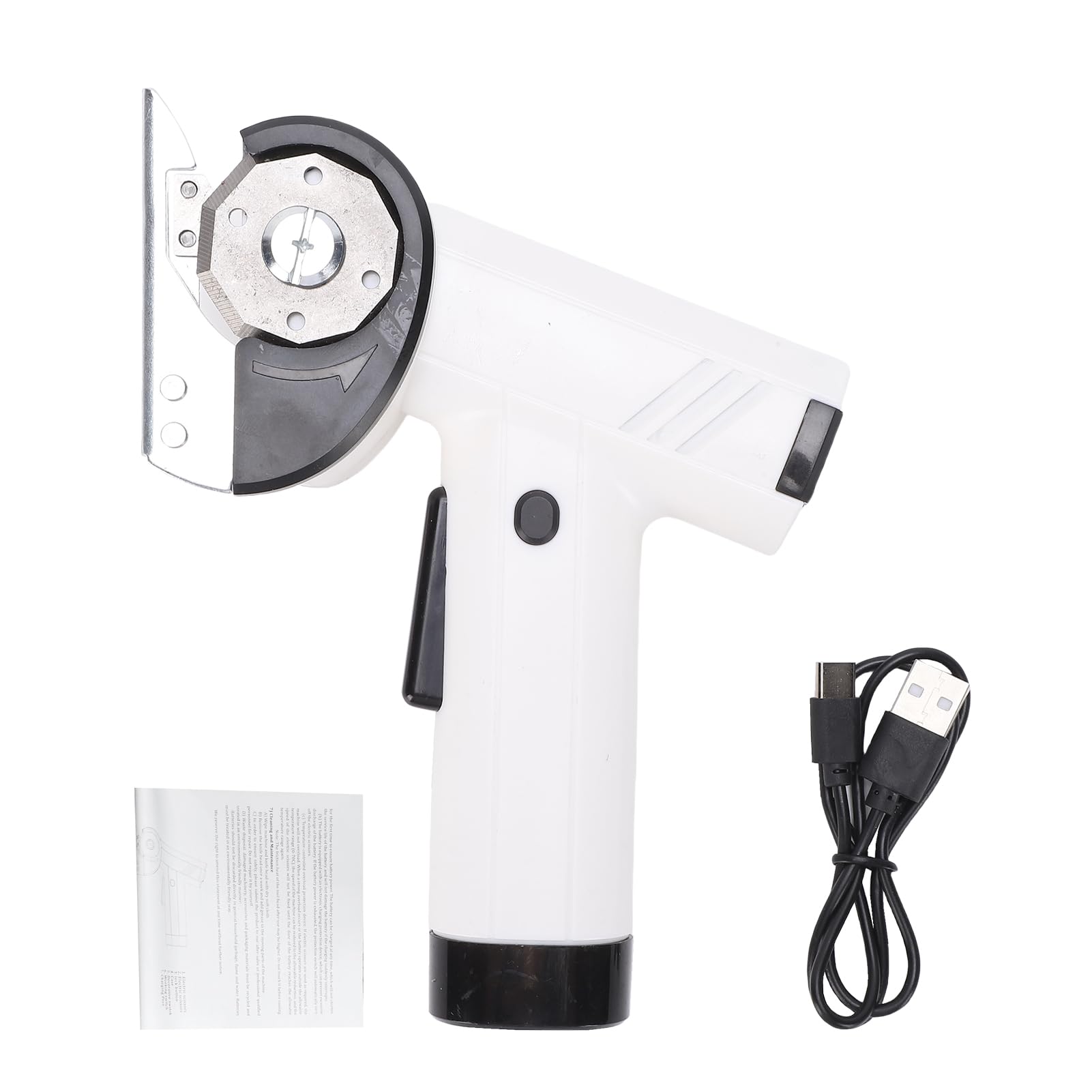 Taglierina Elettrica per Tessuti, Tagliacarte a Coltello Tondo Ricaricabile da 4,2 V 4 velocità con Luce LED e Display a Batteria per Cucito Artigianale in Tessuto di Pelle, (Bianco)