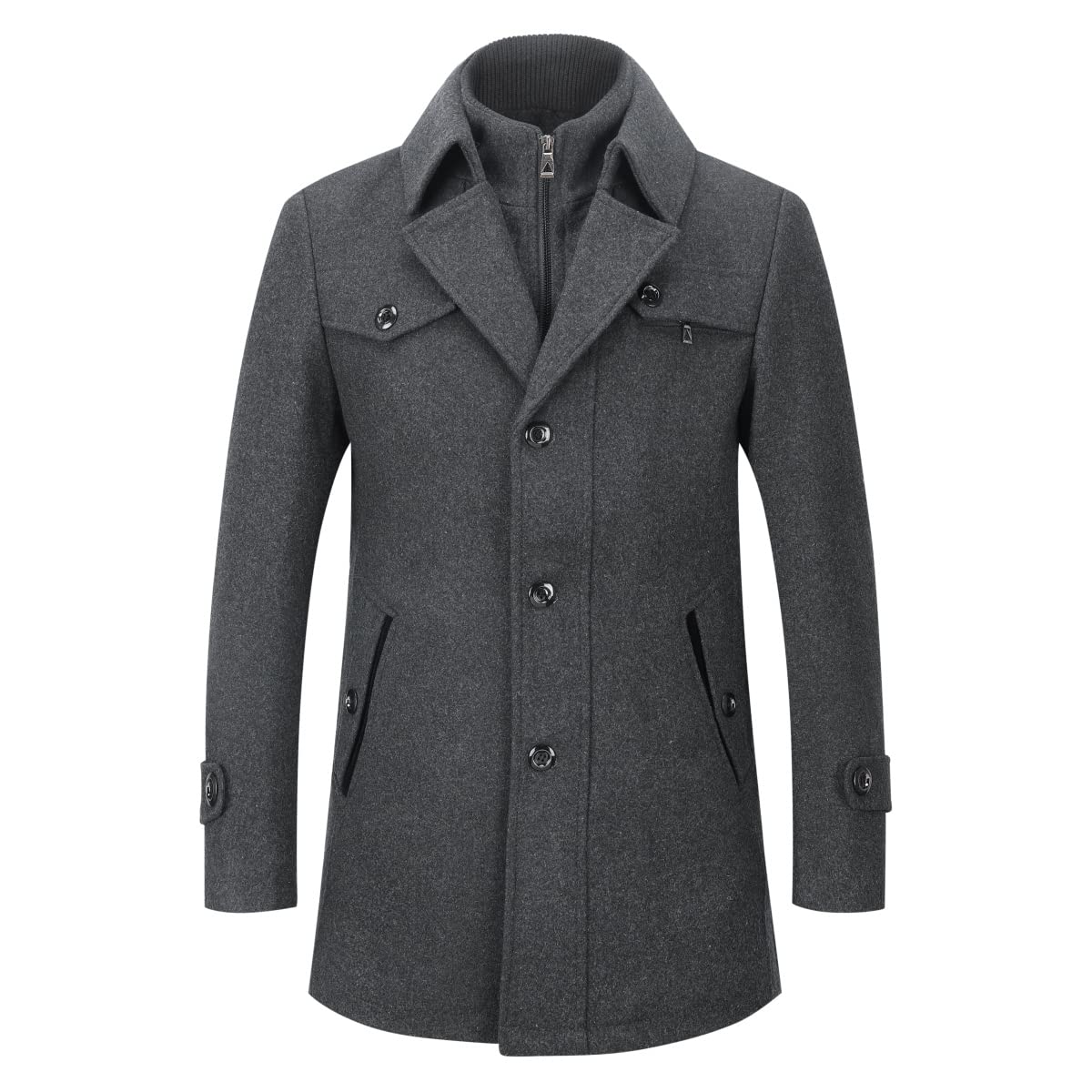 YOUTHUP Cappotto da uomo in lana invernale calda lungo giacca spessa Parka Trench Coat