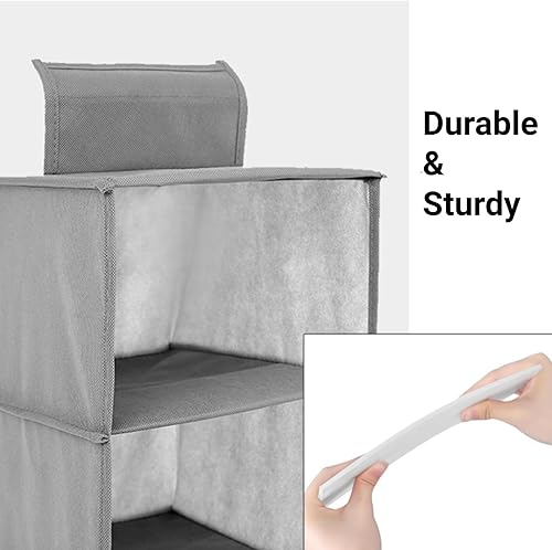 Miniatura 10 de Gurajo Organizador de sombreros, perchero para gorras de béisbol, organizador colgante de armario con 10 bolsillos y funda, soporte plegable para