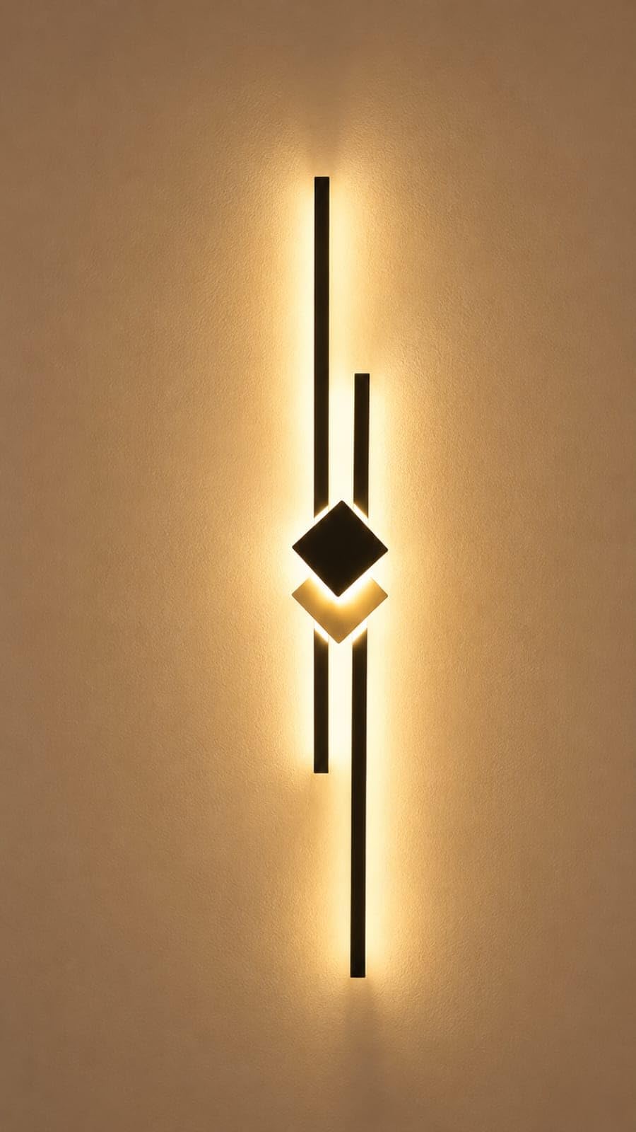 Eclipse Bar Wall Light | Modern LED, Geometric Design, Matte Black Metal Frame, Warm Golden Glow-image-30