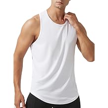 Yhong Men's Round Neck Sleeveless Sports Top Shirts Quick Drying Gym Fitness Racer Back Sheer Tank Top Sportwear