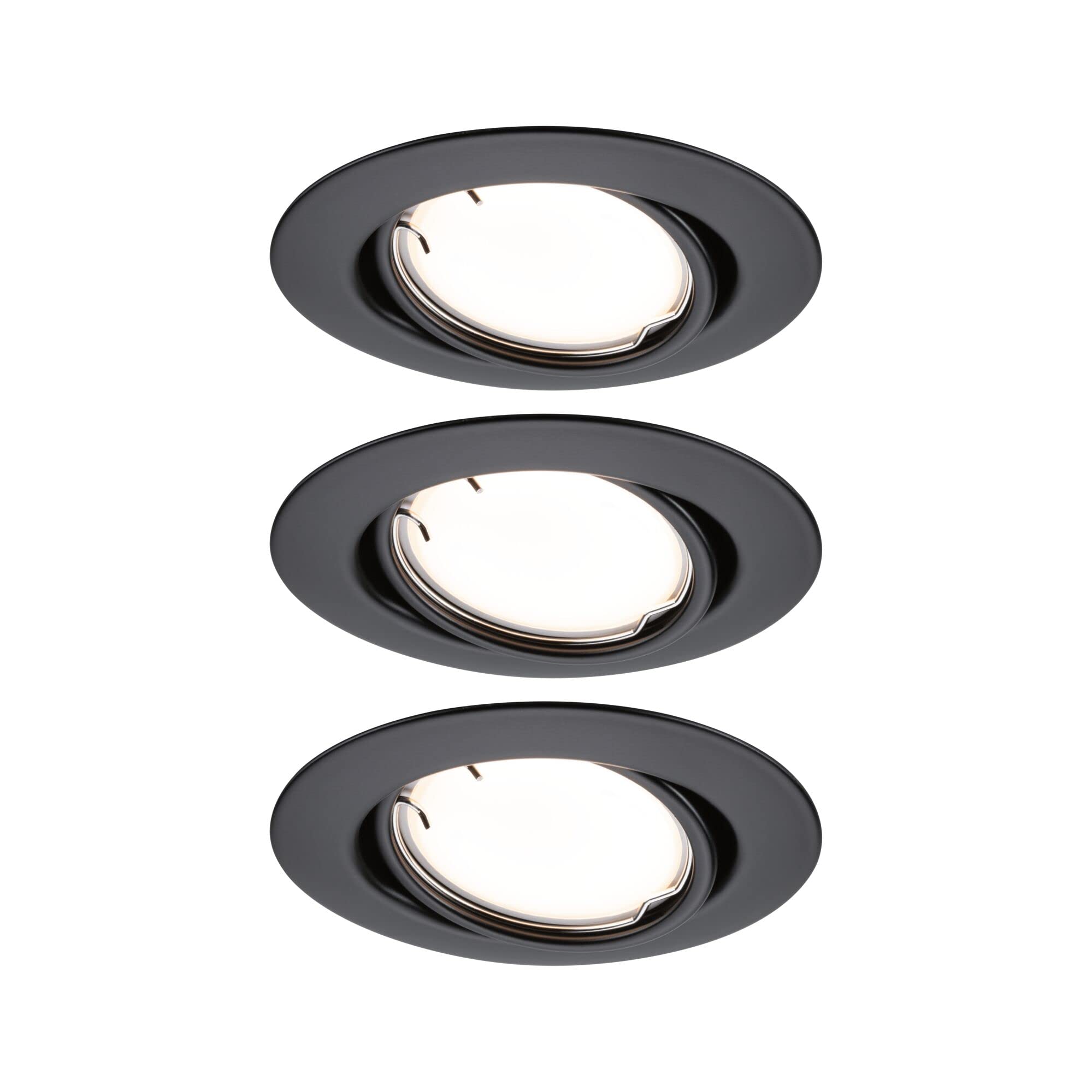 Paulmann 92465 LED Einbauleuchte Base Smart Home Zigbee Basisset schwenkbar rund 230V 3x4,9W 3x430lm dimmbar 90mm Schwarz matt Metall 3000K
