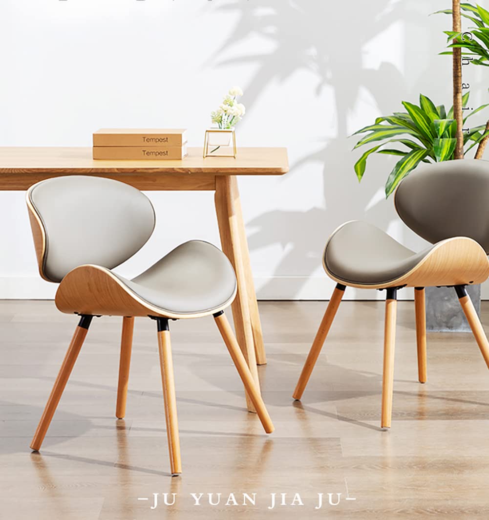 Vintage Mid Century nowoczesne krzesło do jadalni z litego drewna z tapicerką ze sztucznej skóry purystyczne wykończenie orzechowe do biura jadalni kuchni 1 opakowanie