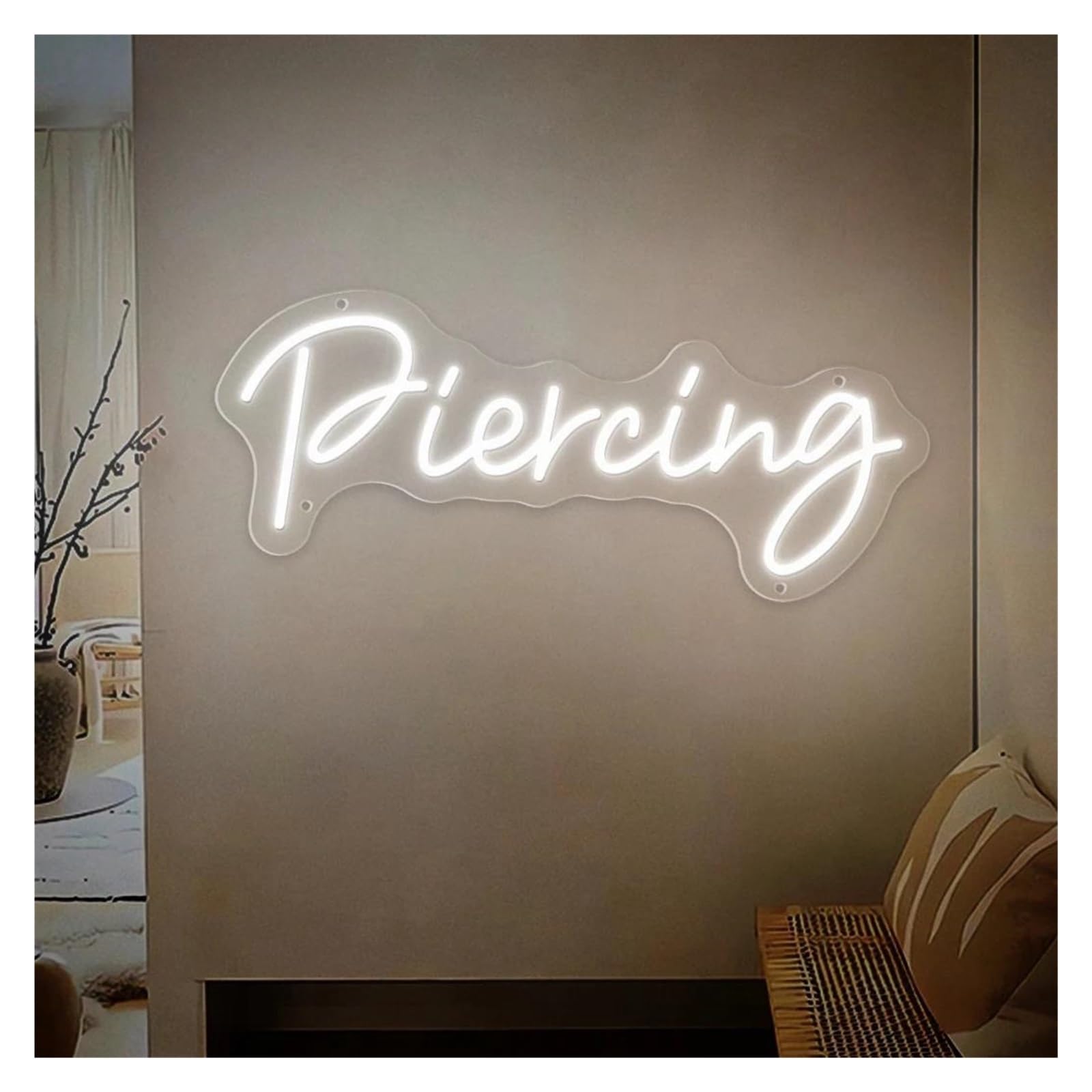 Insegna al neon "Piercing" LED per luci al per neon per alimentazione per da parete per studi di tatuaggi negozi bellezza insegne commerciali