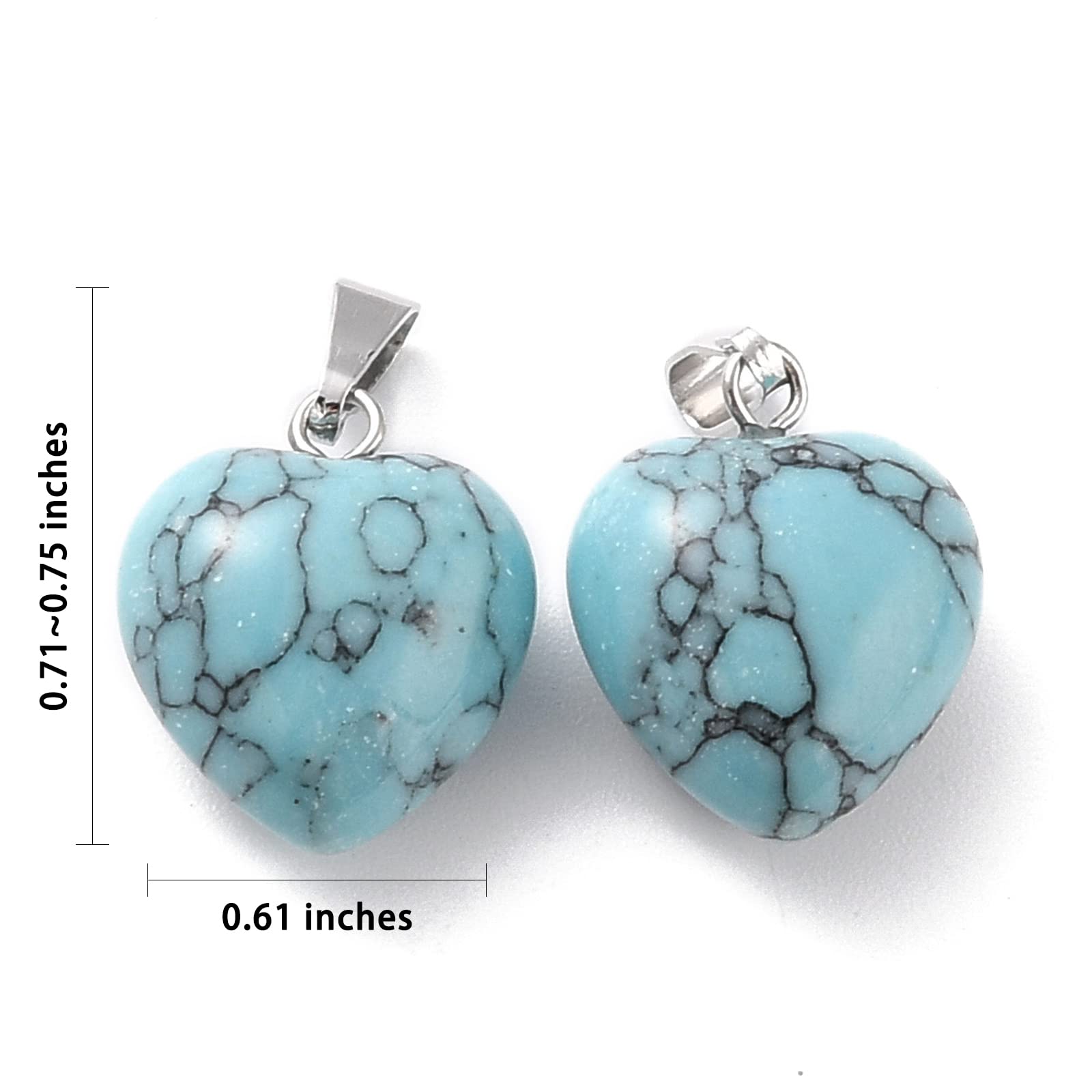 BEEFLYING 10 Pcs Natural Gemstone Heart Pendant Charms Turquoise Charms Healing Stone Pendants for Jewelry Making Crafts Supplies - Image 2