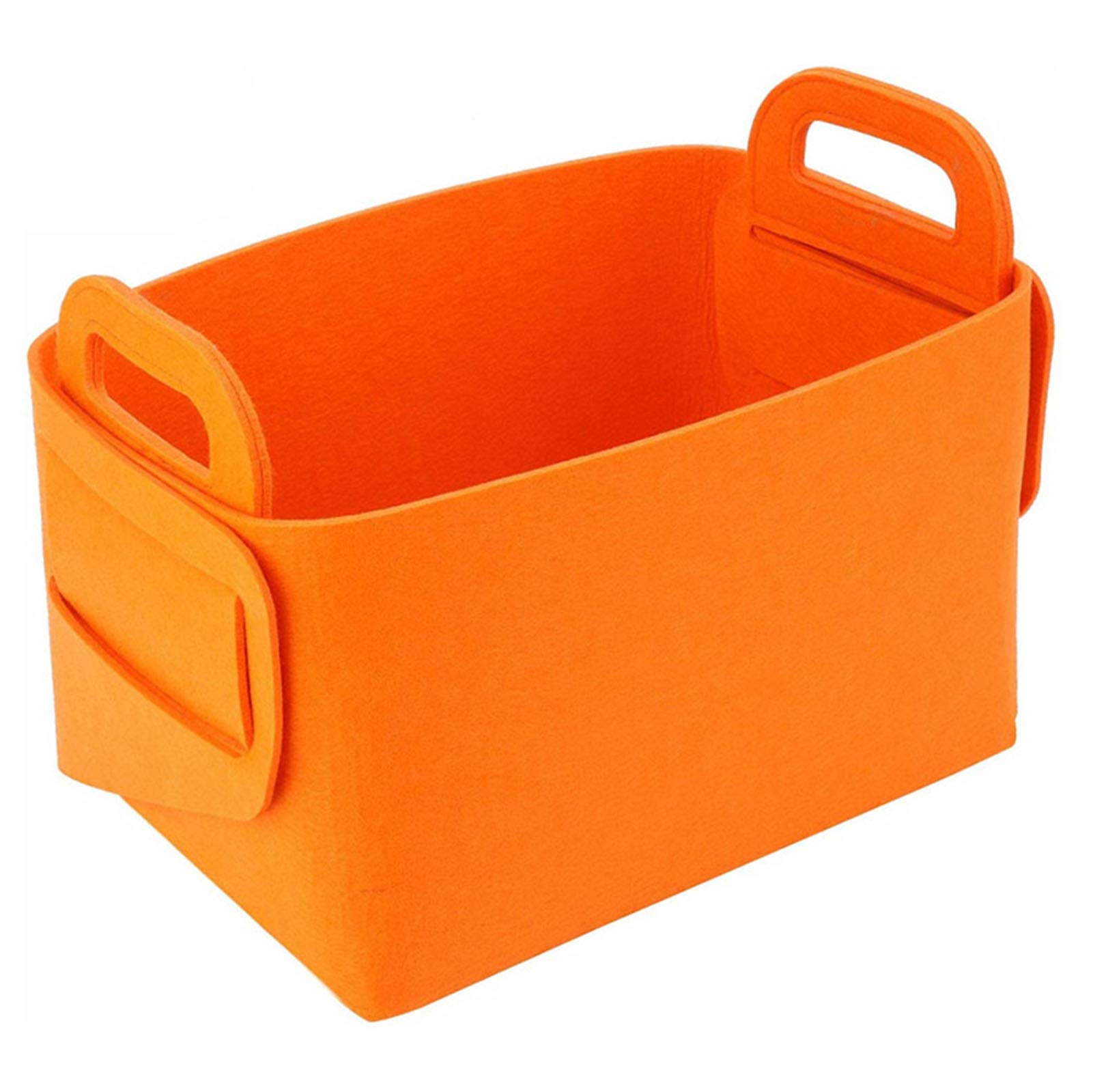 Sttc Orange Storage Basket With Handles, Foldable Felt Box Log Carrier Tote Large Fire Wood Bag Fireplace Wood Stove Accessories Storage Bag For Wood, Newspapers, Magazines,,S