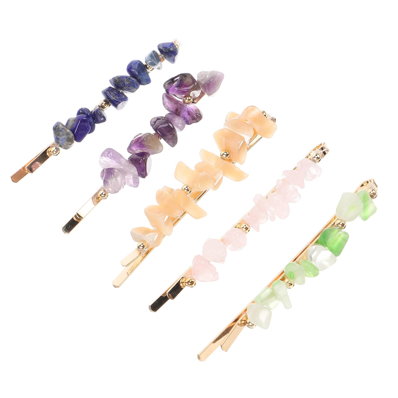 FRCOLOR 15piezas Horquillas De Pelo De Para Mujer Accesorios De Cabello Elegantes Cristales Horquillas Metálicas De Lapislázuli Cuarzo Rosa Beige Verde