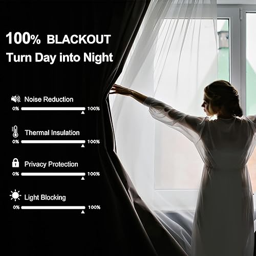 Miniatura 6 de Hiasan Cortinas opacas de lino sintético, 2 paneles con textura de arpillera, con aislamiento térmico, para oscurecer el dormitorio, ahorro de