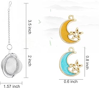 2Pcs Stainless Steel Mesh Tea Infuser, 2.1 inch Tea Ball with Moon and Star Pendant,Tea Strainer Tea Diffuser Tea Steeper for Filtering Tea,Tea Infusers for Loose Tea (Moon and Star, 2PC)