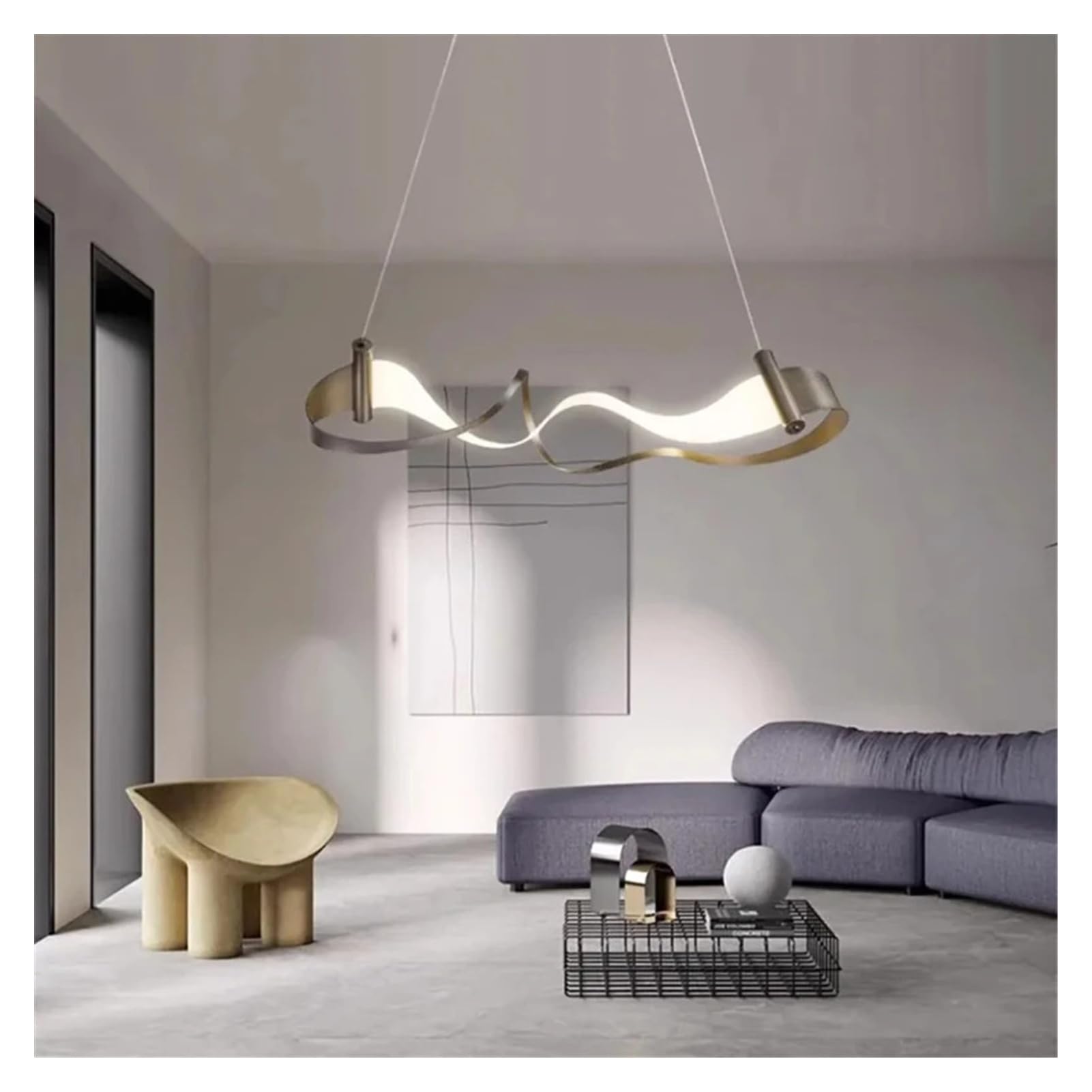 Lustre réglable 60 cm et suspension d'art moderne à intensité lumineuse neutre