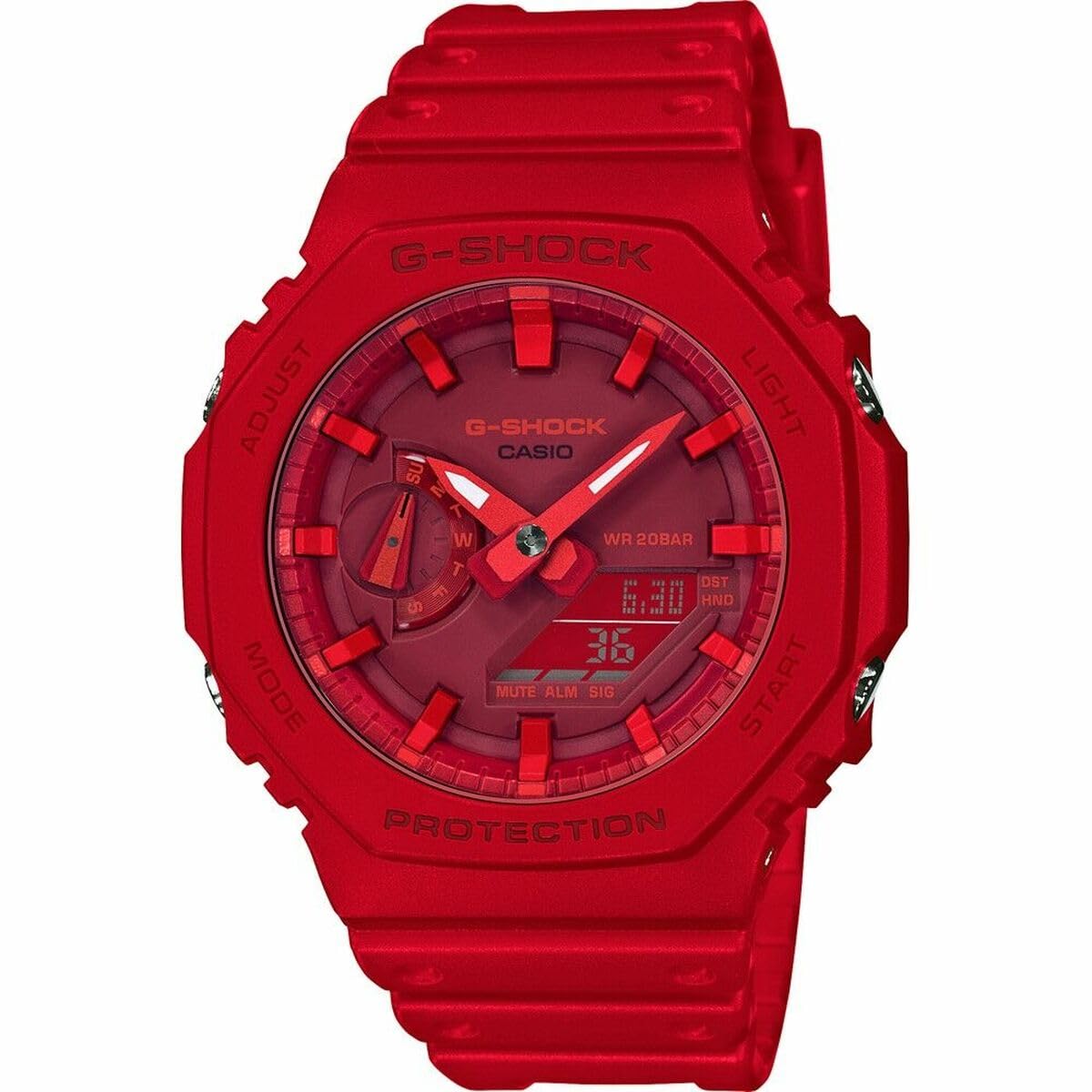Men Analogue-Digital Quartz Watch with Plastic Strap GA-2100-4AER, Red, OS, Strap