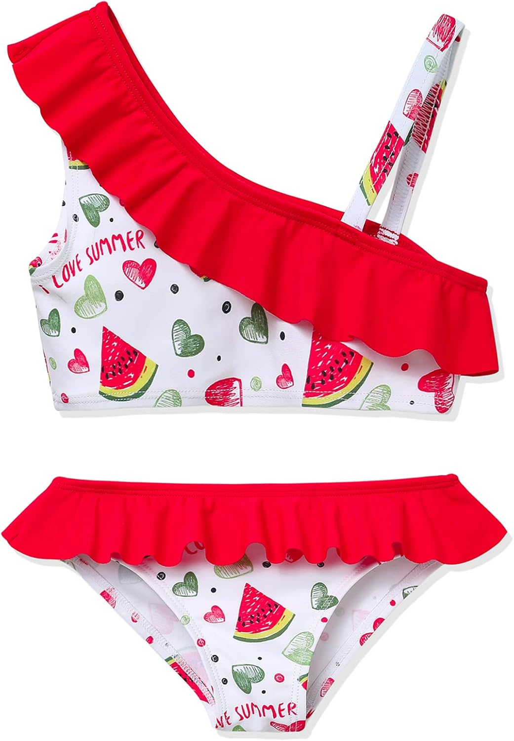 Phineein Girls Tankini 2-Piece Swimwear Tropical Fruit Heart Print Bikini Ruffle Bathing Suit