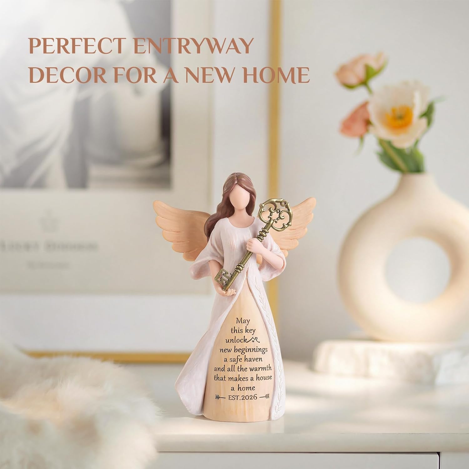Storieme Housewarming Gifts New Home: House Warming Gift for Women Friend Homeowner - Guardian Angel Figurines for New Apartment Party Decorations Entryway Table Decor Ideas