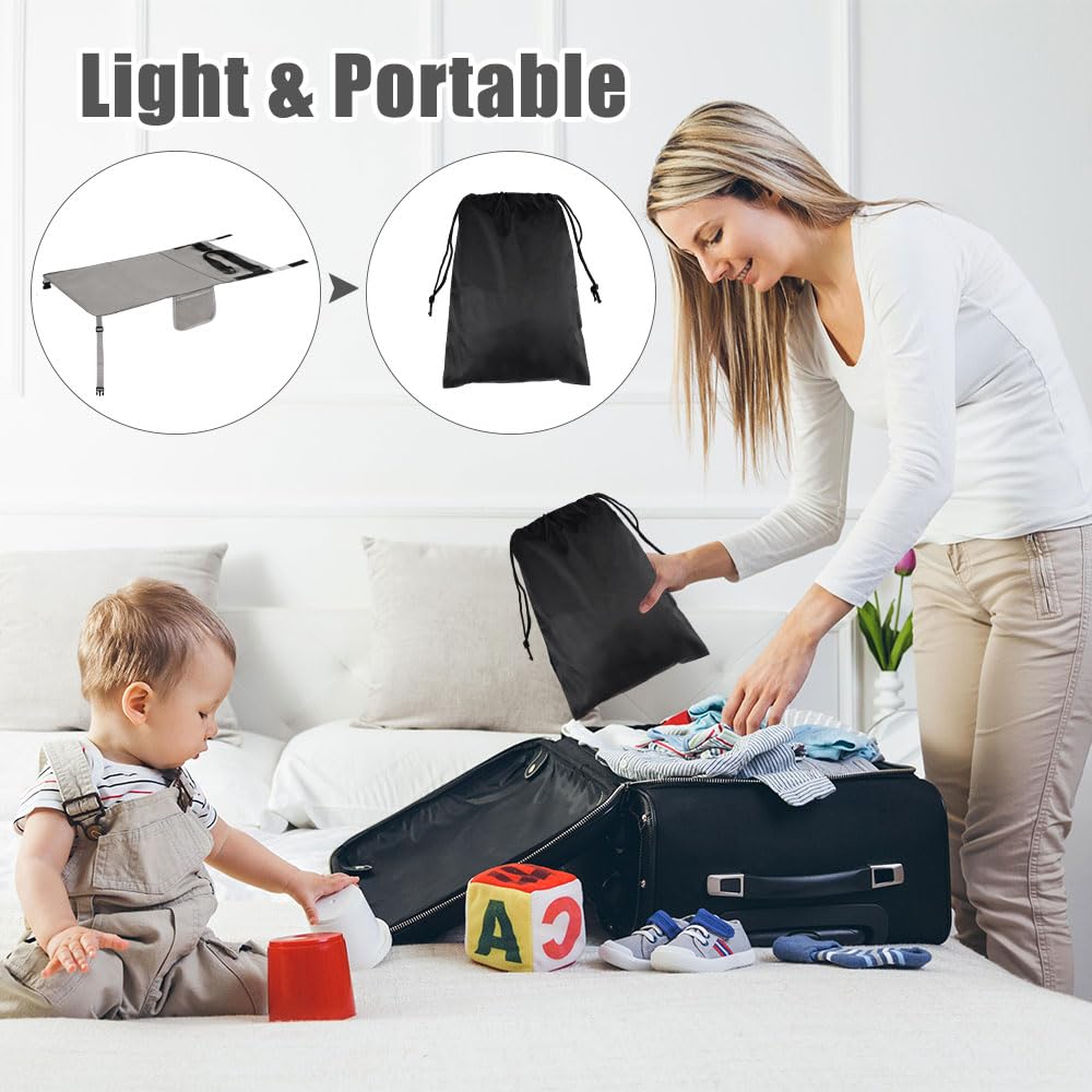 Reposapiés de Avión para Niños, Cama de Avión para Bebé, Extensión de Asiento de Avións, Cama de Viaje de Avións Portátil Plegable, Cuna Avióne Infantil, para Volar, Automóviles, Trenes (Gris) — view 4
