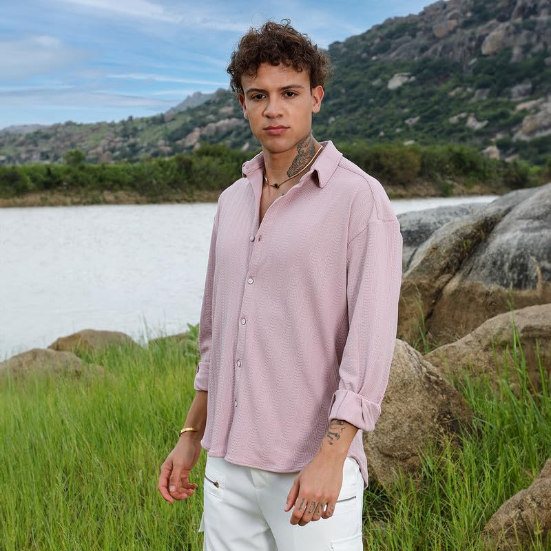 Image of CAHOOT Men's Solid Utility Shirt | Casual Wear | Spread Collar | Long Sleeve | Button Closure | Shirt Crafted with Comfort Fit for Everyday Wear