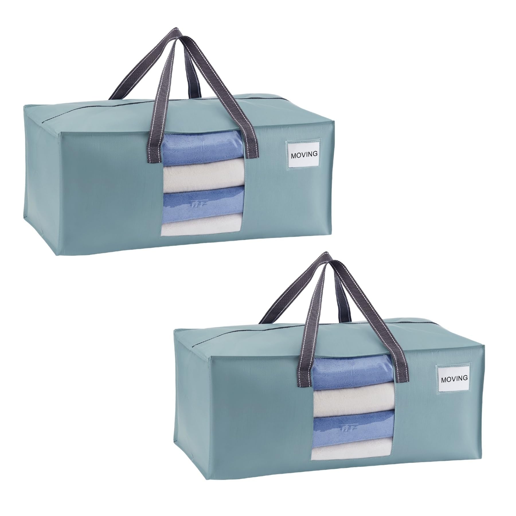 VENO Heavy Duty Moving Bags, Storage Bags, Clear Window, Light Blue, 2 Pack