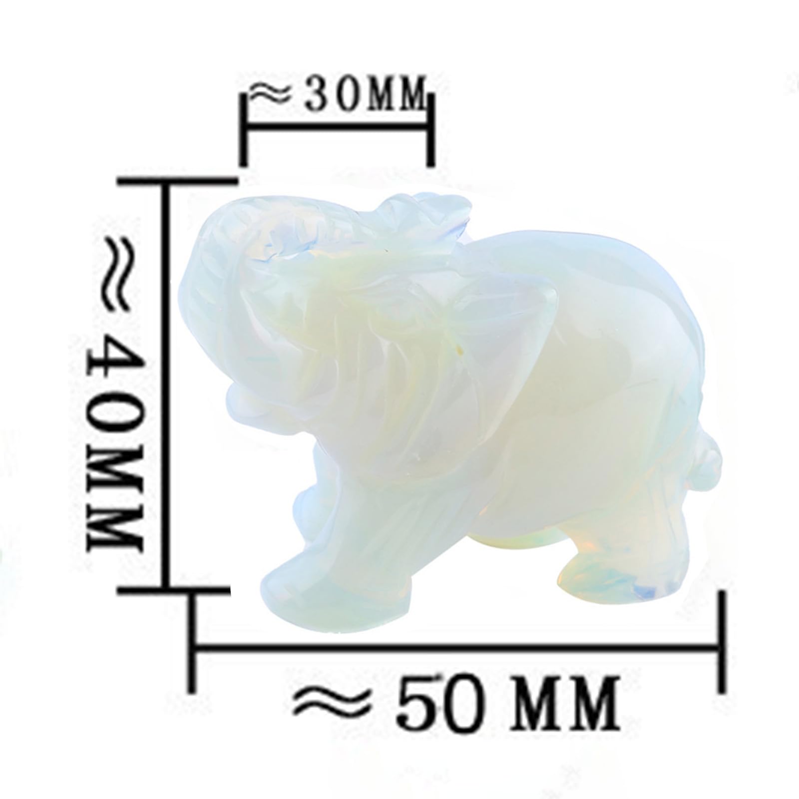 Jarsense 2 Inch Opal Crystal Elephant Ornament Healing Crystal Home Jewelry Natural Jade Crystal Carving Gift - Image 2