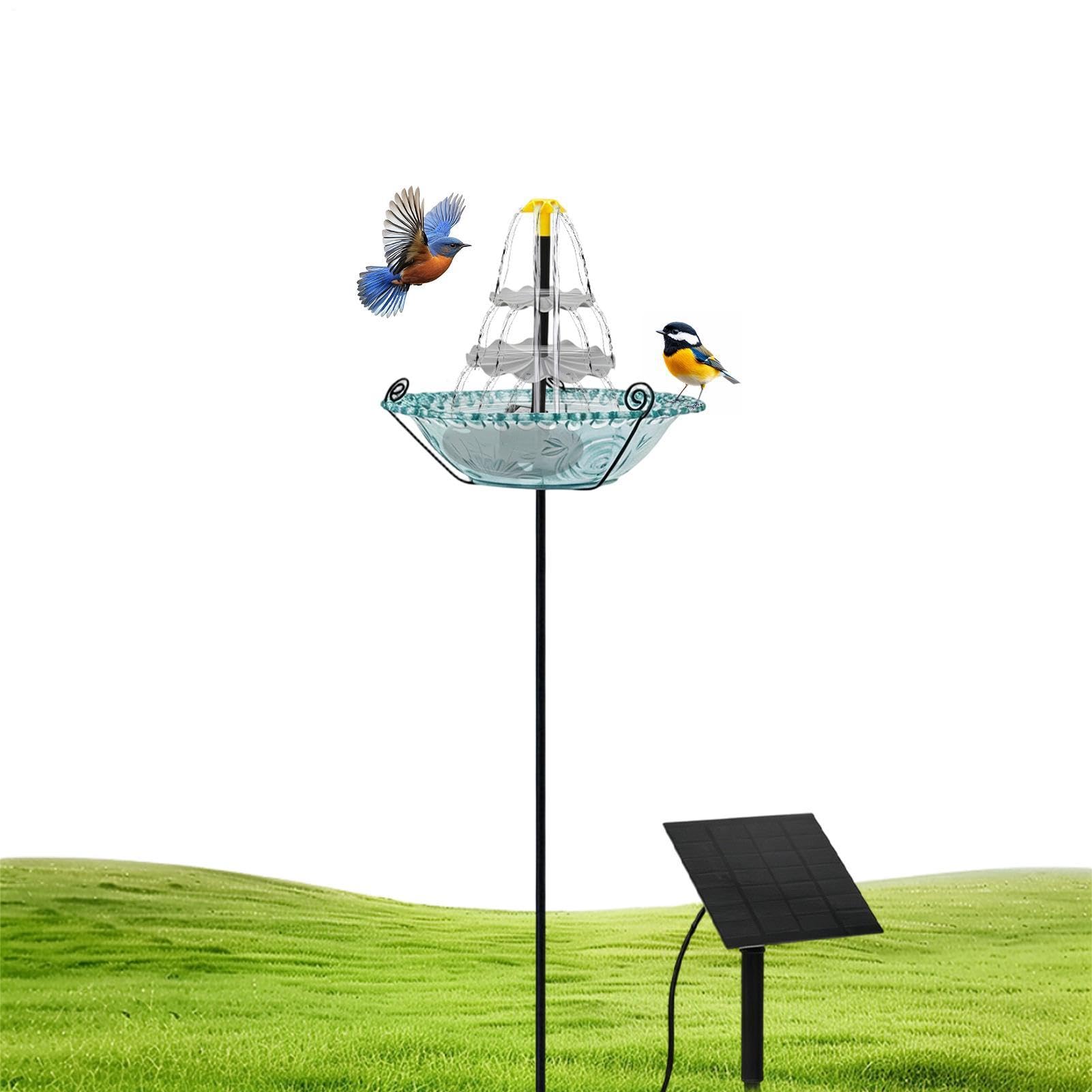 Bebedero para pájaros con fuente solar automática para baño de gorriones