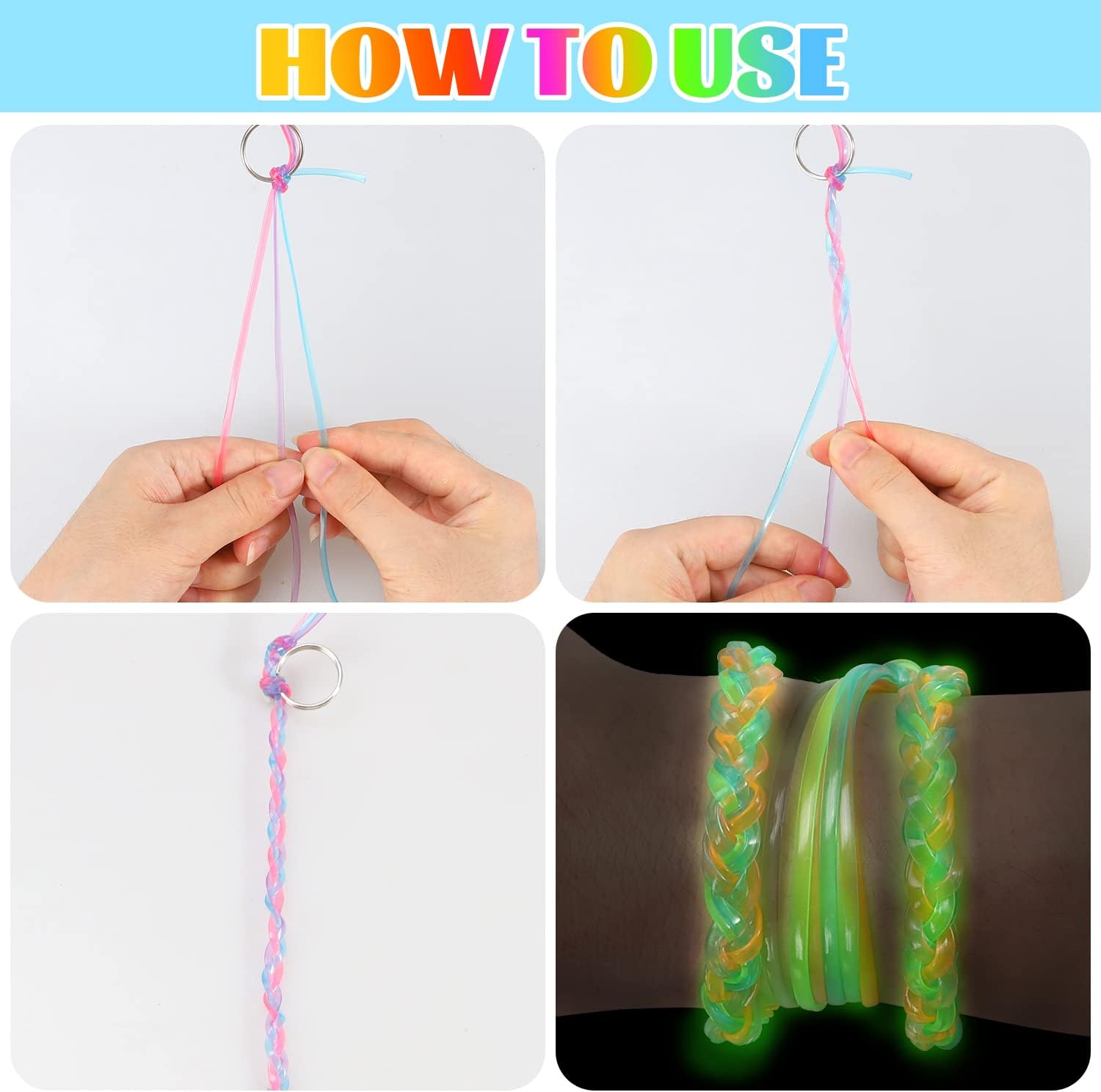 KAMJUNTAR Luminous Lanyard String,15 Rolls Gimp String Plastic Lacing Cord Plastic Lanyard Kit for Friendship Bracelets Jewelry Making DIY Boondoggle Gimp Kit