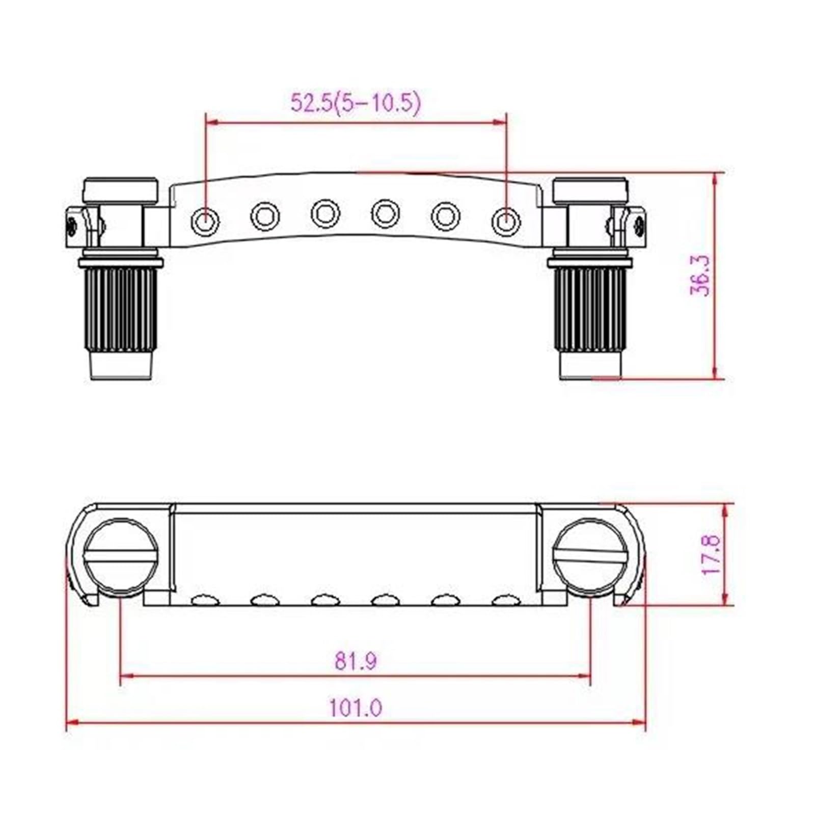 Mostek Gitarowy Końcówka Gitary Stop Bar Z Kotwami Kołki Mostka Rolkowego Do Płyty LP(GS001 GM005 RB)