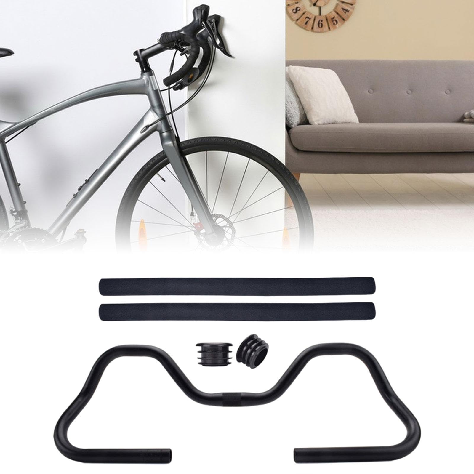 Lenker Aus Aluminiumlegierung, Butterfly Lenkererhöhung, Schwammgriffe, Zubehör Geeignet für Mountainbike, Rennrad, Trekking, 61cmx12cm