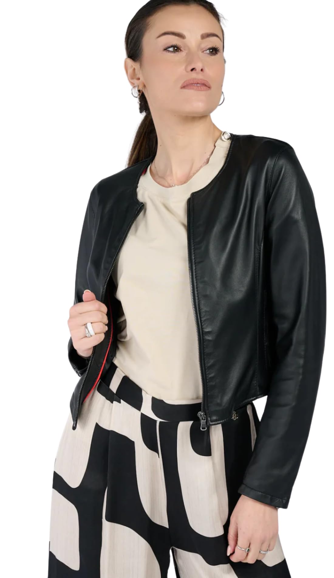 BARONE giubbotto pelle donna estivo - giacca pelle corta donna - vera pelle Made in italy IRENE CORTO