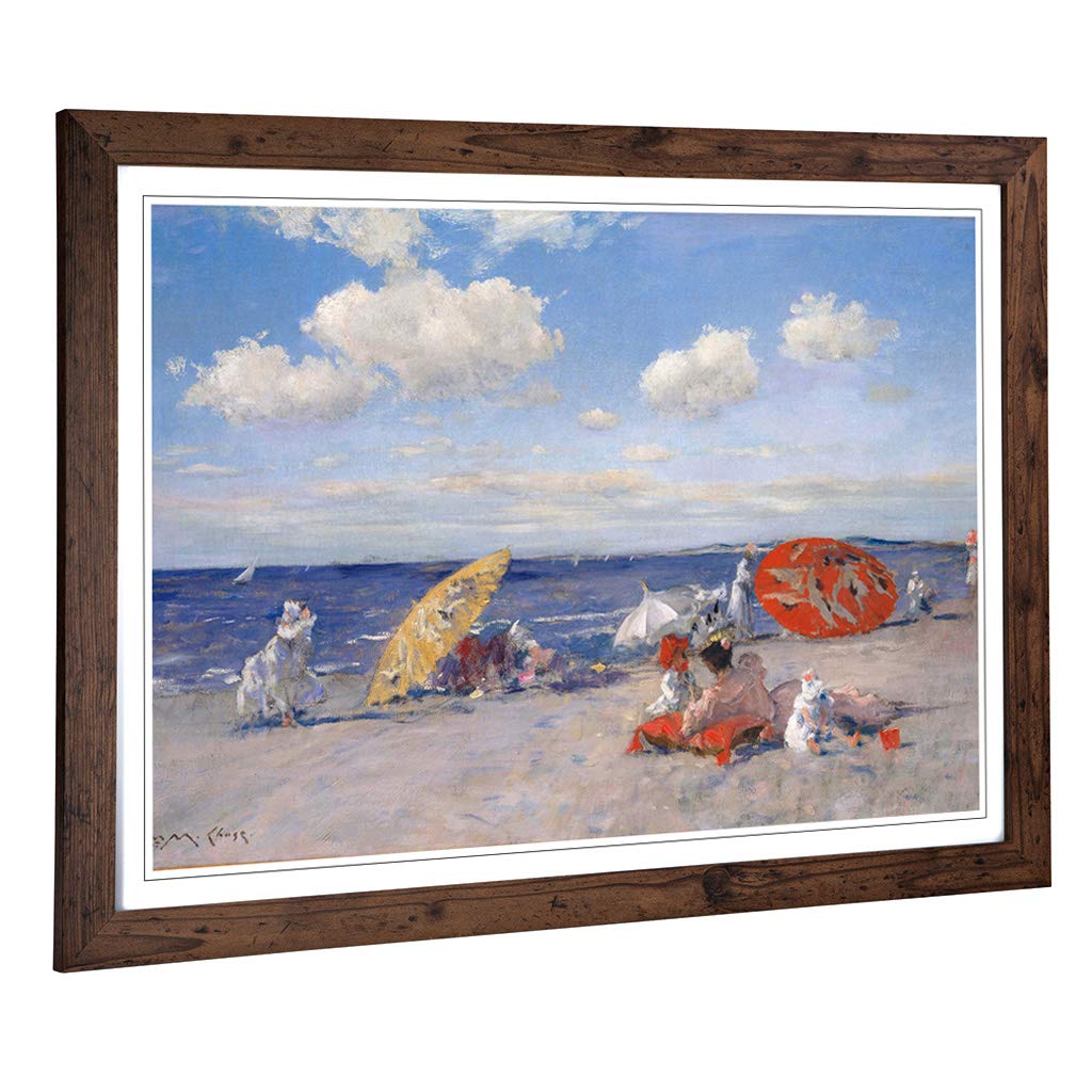 Big Box Art Framed Print of William Merritt Chase at The Seaside Design | Wall Art Picture | Home Decor for Kitchen, Living Room, Bedroom, Hallway, Walnut, A2 / 24.5x18 Inch / 62x45cm
