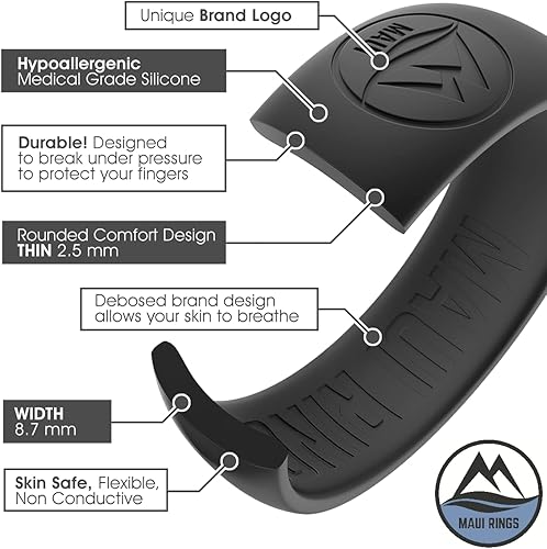 Miniatura 3 de MAUI RINGS - Anillos de boda de silicona para hombre, transpirable, cómodo, atractivo, banda de goma segura para deportes, trabajo, fitness, 8