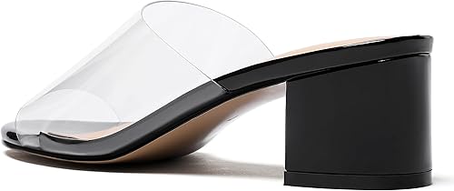 Miniatura 7 de WAYDERNS Sandalias de tacón bajo y grueso para mujer, con puntera abierta, de cloruro de polivinilo transparente, de 2 pulgadas