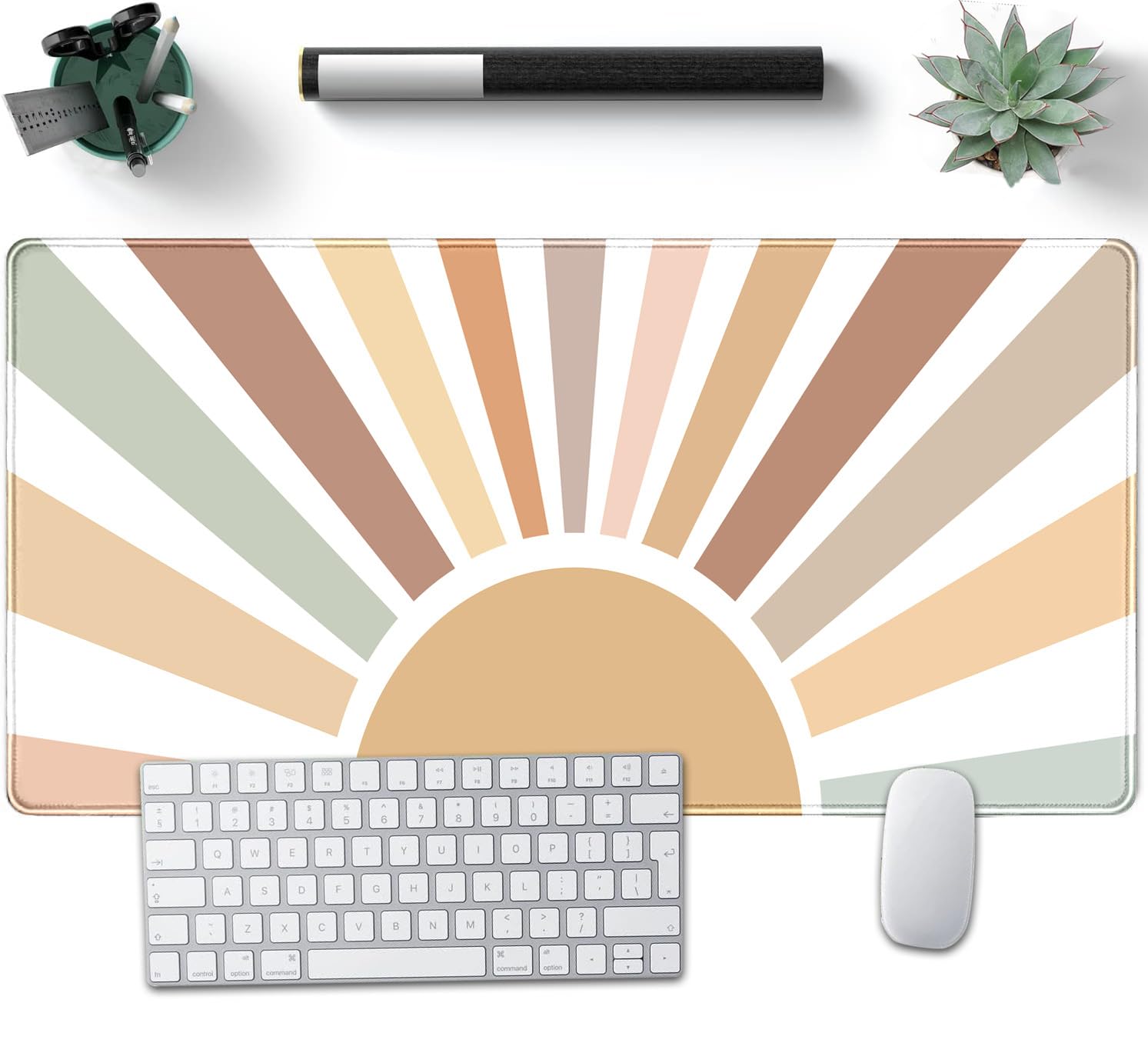 Nasdalgias Boho Desk Mat, Sunshine Large Mouse Pad, XXL Mousepad Long Laptop Keyboard Mat, 31.5 X15.7, Stitched Edges — image 1