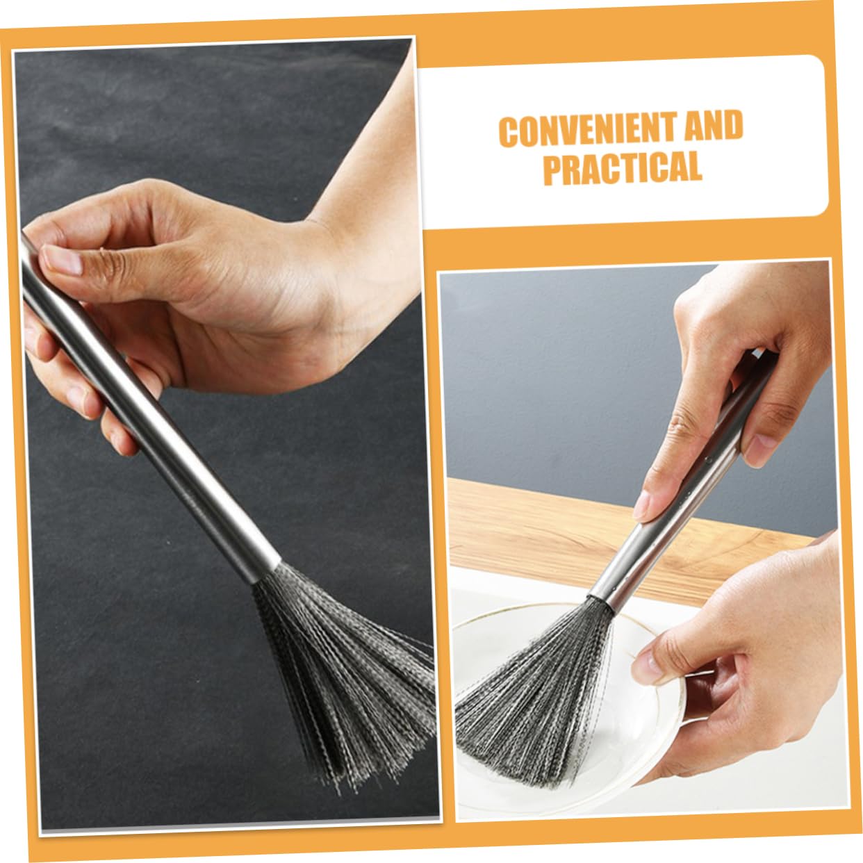 INOOMP 12piezas Cepillo De Limpieza De Inoxidable para Cocina De Cepillo Manual Mango para Utensilios De Cocina Sartenes y