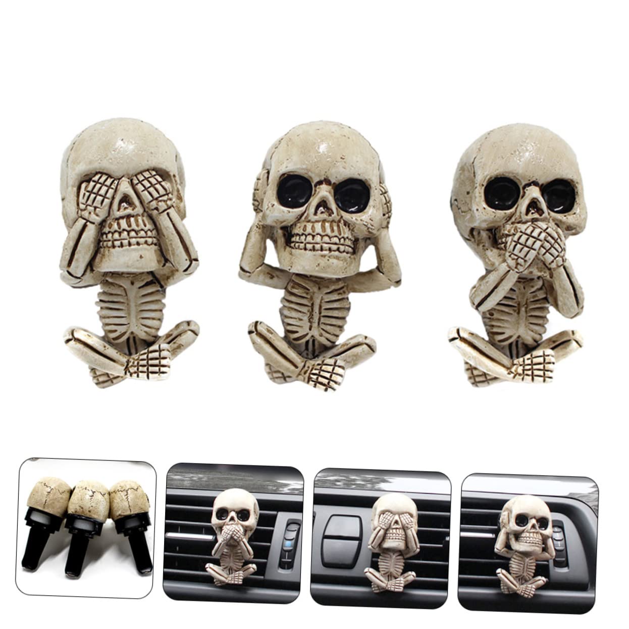 SOLUSTRE 12stücke Auto Luftventil Clips Süße Schädel-designs Für Halloween-dekoration Und Aromatherapie Im Auto Kompatibel Mit Meisten Lüftungsschlitzen Leicht Und