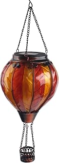 OUISJYER Hot Air Balloon Solar Lantern with Flickering Flame Hanging Solar Lanterns Outdoor Lights Waterproof Lanterns Decorative Garden Patio Yard Party Decor Green