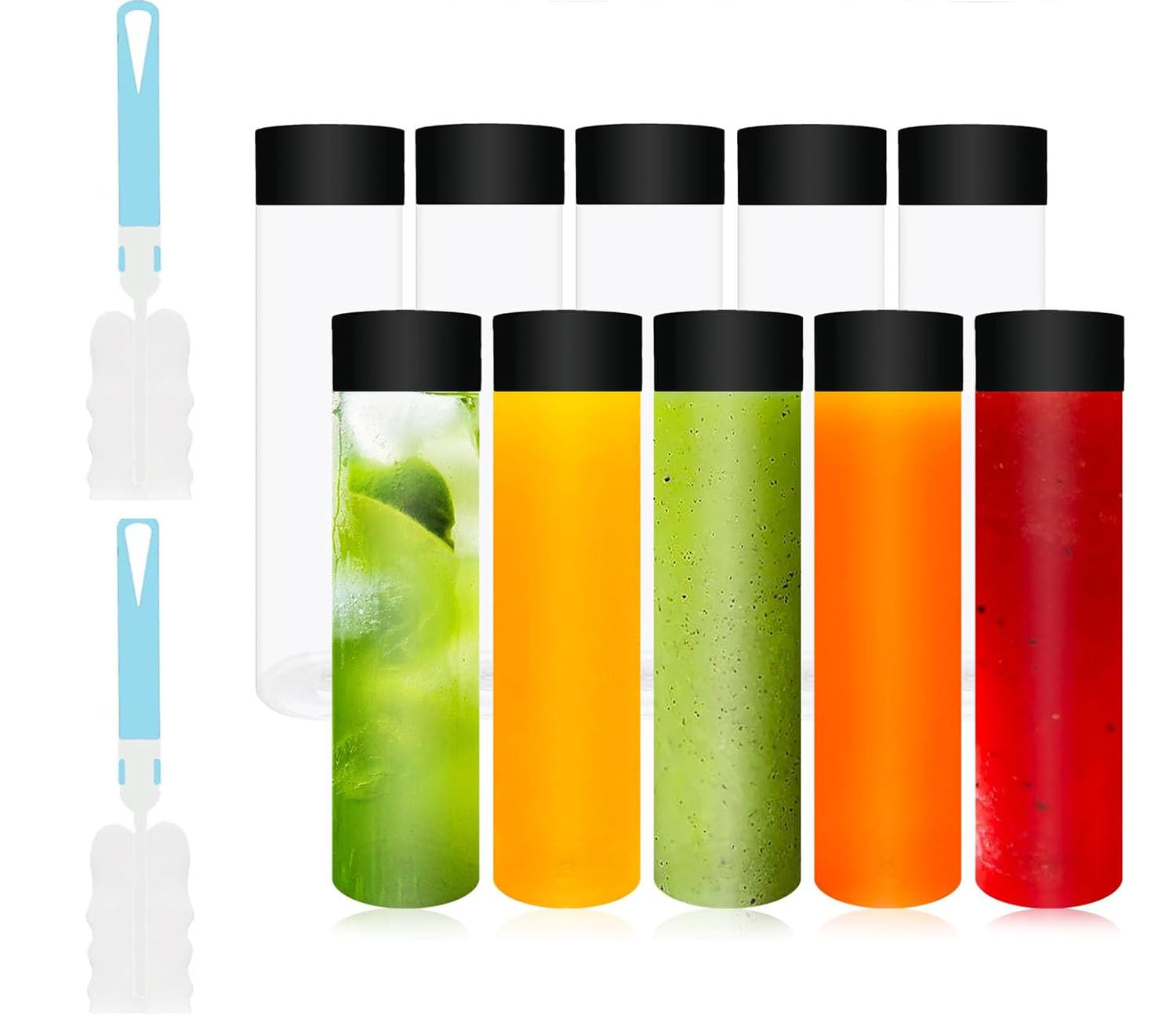 Flosfjylo Clear, Black 10Pcs Clear Plastic Juice Bottles With Lids, 13.5Oz /400Ml Reusable Smoothie Bottls Empty Bottles For Juice Milk Juice Storage Bottle For Homemade Juices, Milk & Salad Dressings