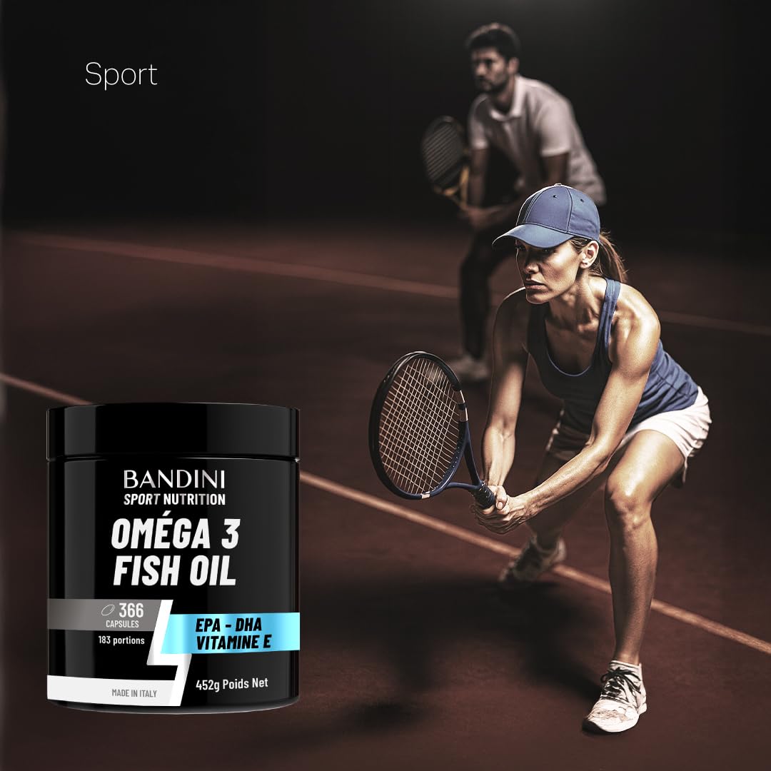 Bandini® OMEGA 3 Huile de Poisson 2000mg, 366 Gélules (180 Jours)- EPA DHA | 600mg de Triglycérides bio-actifs EPA et DHA, Oméga 3 pour cerveau, cœur | Sans arrière-goût et Odeur - Pur, Biodisponible