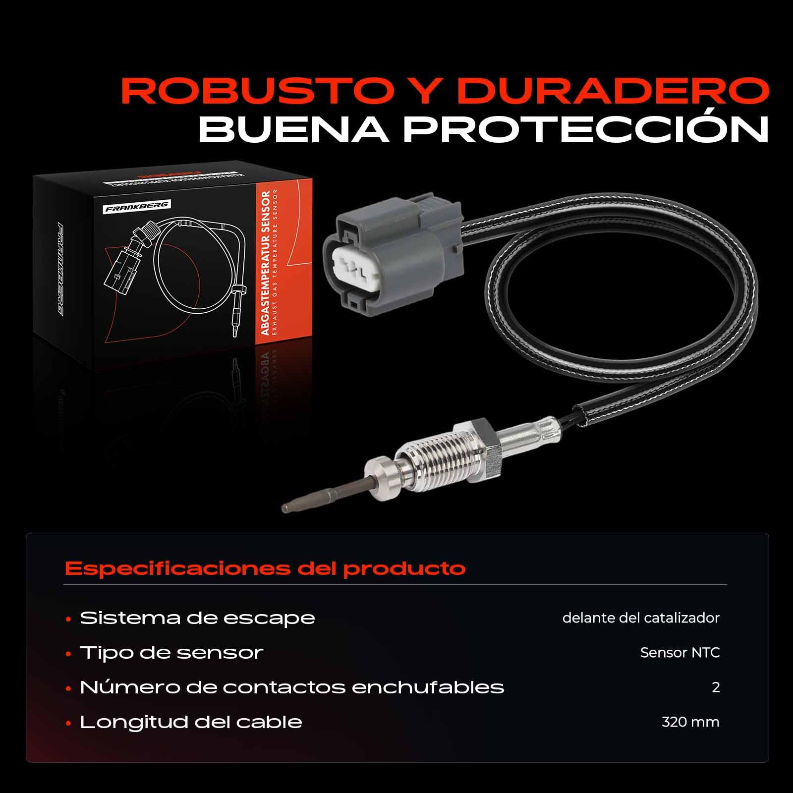 Frankberg Sensor de temperatura de gases de escape | 1587A013; Compatible con: Pajero IV V8W V9W , Pajero IV Furgoneta V8 V8V V9, Pajero Claseic V2W V6W V7W