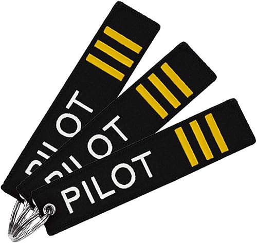 MELIFE Llavero de piloto con llavero, paquete de 3 llaveros de bandera para motocicletas, scooters, autos y regalos (primer oficial), Pilot 3 Strip